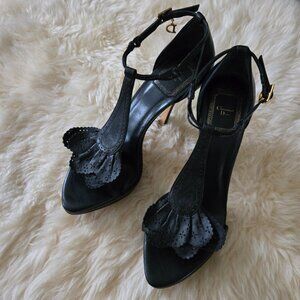 Christian Dior Platform Leather Heels Sandals SZ 36.5 (6.5)